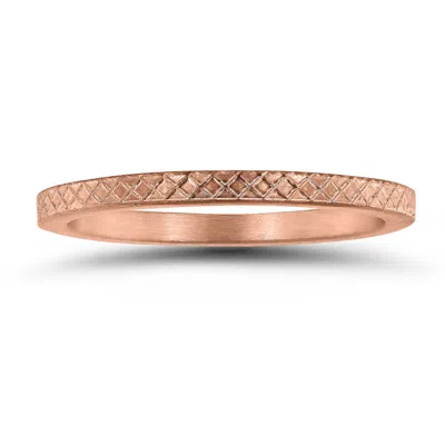 Sselects Thin 1.5mm Cross Cut Wedding Band In 14k Rose Gold