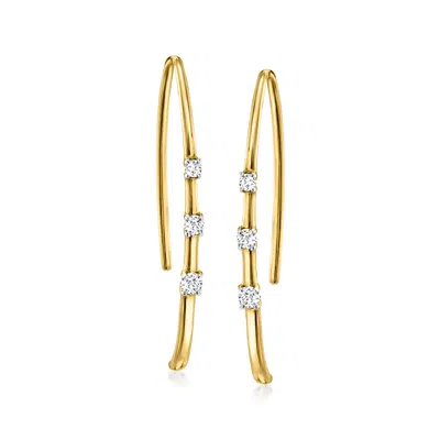Ross-simons Diamond Drop Earrings In 14kt Yellow Gold In Silver