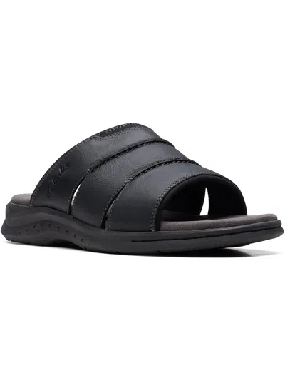 Clarks Walkford Easy Womens Leather Slide Mule Sandals In Black
