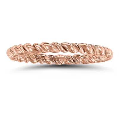 Sselects 1.7mm Rope Twist Wedding Band In 14k Rose Gold