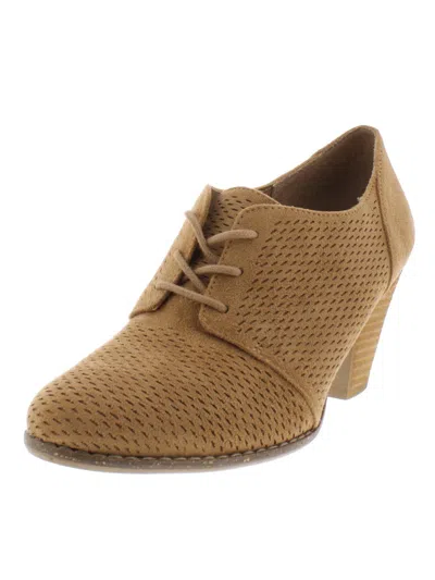 Dr. Scholl's Shoes Credit Womens Faux Suede Lace Up Booties In Beige