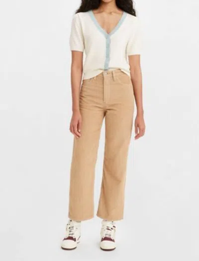Levi's Corduroy Ribcage Straight Ankle Pants In Granola In Beige