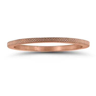 Sselects 1mm Thin Wedding Band With Cross Hatch Center In 14k Rose Gold In Brown