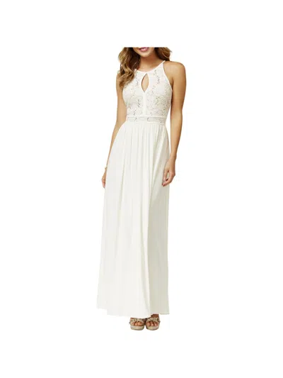 Morgan & Co. Juniors Womens Cut-out Halter Evening Dress In White