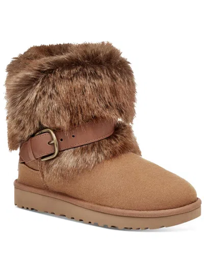 Ugg Classic Buckle Mini Womens Snow Cold Weather Ankle Boots In Brown