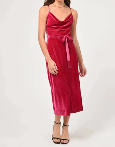 Adelyn Rae Zana Velvet Cowl Neck Slip Dress In Pink In Red