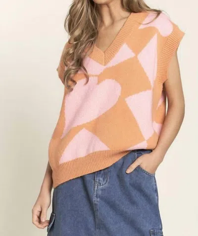 J.nna Lillian Sweater Vest In Pink Orange Blossom
