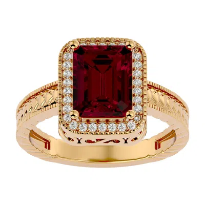 Sselects 2 1/2 Carat Antique Style Ruby And Diamond Ring In 14 Karat Yellow Gold In Red