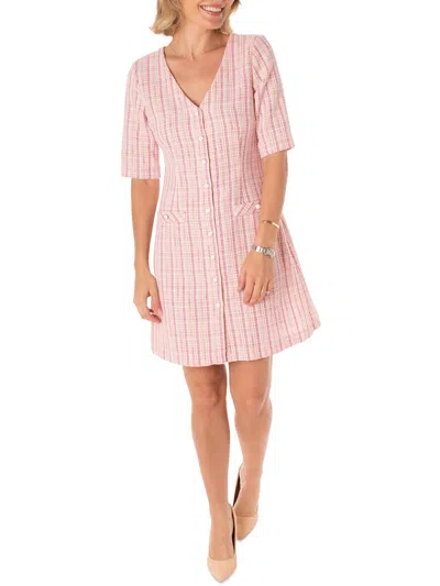 Maison Tara Womens Linen Short Sheath Dress In Pink