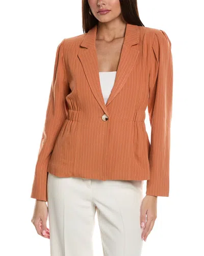 Crystal Kobe Pinstripe Linen-blend Jacket In Brown