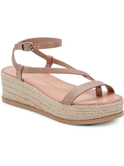 Dolce Vita Lorey Womens Faux Leather Espadrille Ankle Strap In Beige