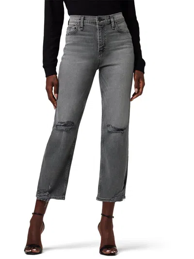 Hudson Remi Womens High-rise Straight Leg Cropped Jeans In Grey
