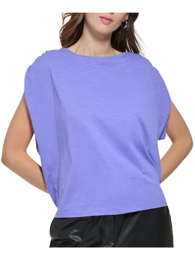 Dkny Womens Ruched Cap Sleeve Pullover Top In Purple