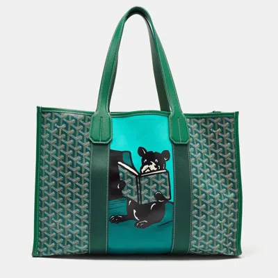 Pre-owned Goyard Ine Coated Canvas And Leather Villette Tote In Blue