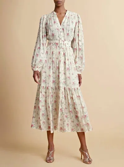 Bytimo Boho Midi Dress In Posy In White