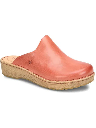 Born Andy Womens Leather Slip On Clogs In Orange