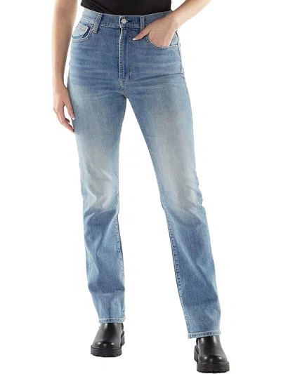 7 For All Mankind Womens High-rise Faded Slim Jeans In Blue
