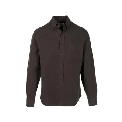 Schott Men's Cotton Flannel Shirt In Olive In Black