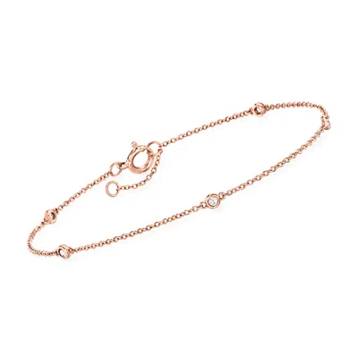 Rs Pure By Ross-simons Diamond Station Bracelet In 14kt Rose Gold In Silver