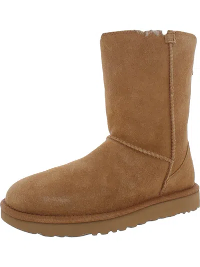 Ugg Classic Short Zip Womens Suede Lined Winter & Snow Boots In Brown