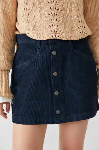 Free People Ray Cord Mini Skirt In Blue