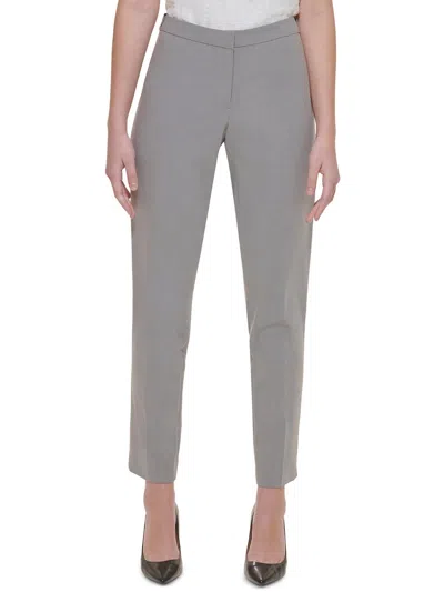 Calvin Klein Womens Mid-rise Solid Ankle Pants In Grey