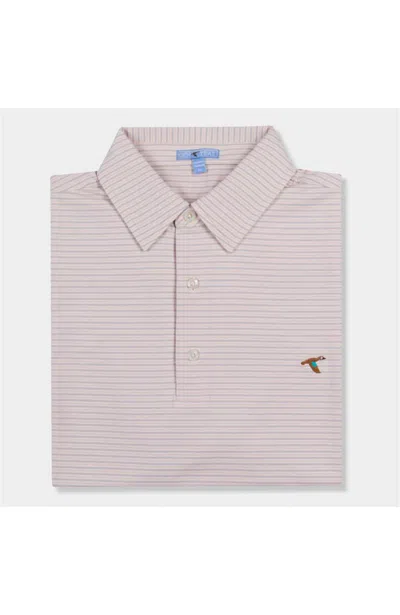 Genteal Men's Freeport Stripe Performance Polo In Cameo In Pink