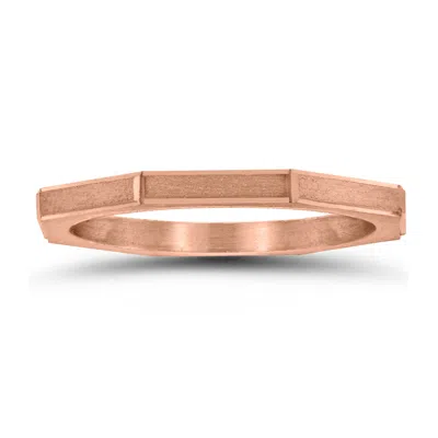 Sselects Eight Sided Thin 1.5mm Matte Finish Wedding Band In 14k Rose Gold