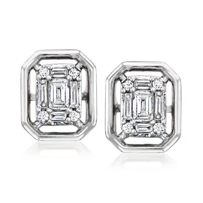 Ross-simons Diamond Cluster Earrings In Sterling Silver