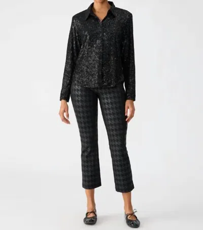 Sanctuary Carnaby Kick Crop Leggings In Exploded Houndstooth In Grey