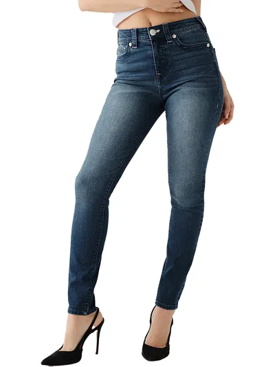True Religion Halle Womens High Rise Medium Wash Skinny Jeans In Blue
