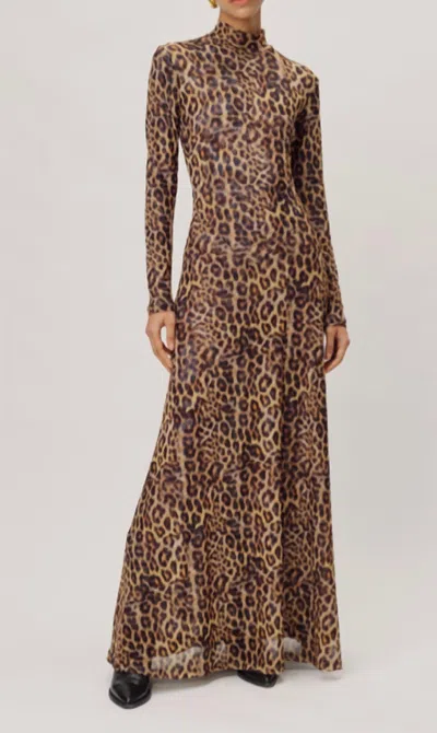 Ronny Kobo Ember Dress In Leopard In Brown