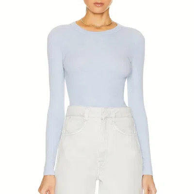 Enza Costa Textured Knit Long Sleeve Top In Blue