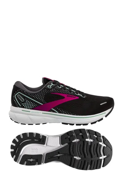 Brooks Women's Ghost 14 Running Shoes - Wide Width In Black/pink