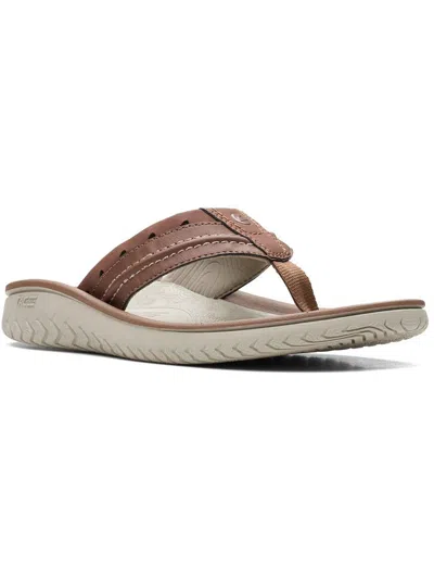 Clarks Wesley Post Womens Faux Leather Slip On Thong Sandals In Brown