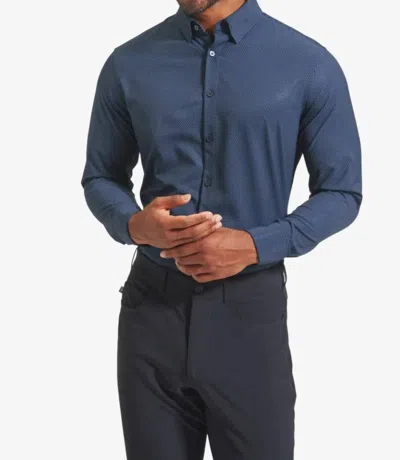 Mizzen + Main Leeward Dress Shirt In Navy Dot Print In Blue