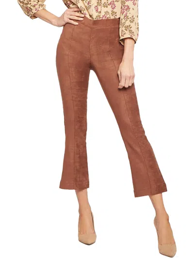 Nydj Womens Faux Suede Bootcut Cropped Pants In Brown