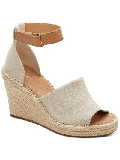 Toms Womens Canvas Ankle Strap Slingback Sandals In Beige