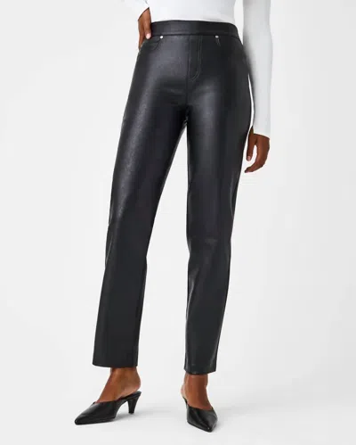 Spanx Leather Like Slim Straight In Luxe Black
