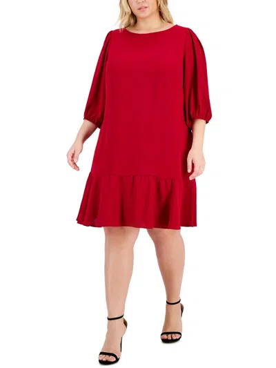 Connected Apparel Plus Womens Work Short Sheath Dress In Red