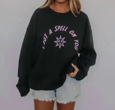 Friday + Saturday Love Potion Sweatshirt In Charcoal In Black