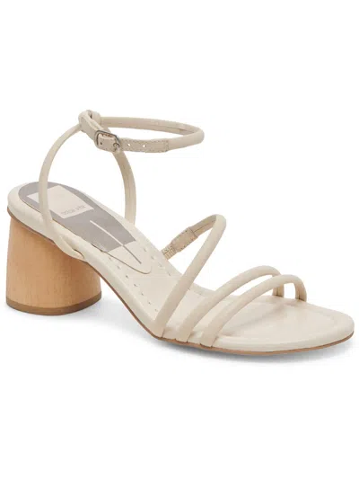Dolce Vita Mikael Womens Leather Ankle Strap Heels In White