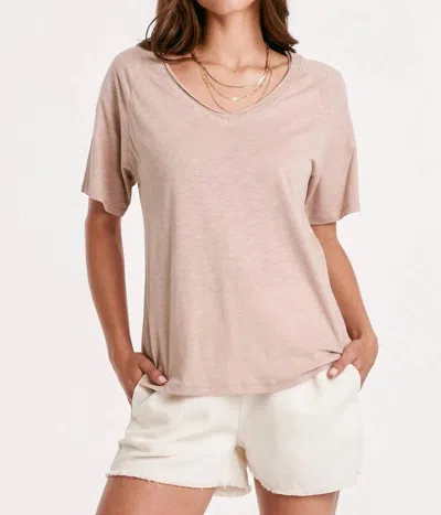 Another Love Taylor Relaxed V-neck Slubbed Basic Tee In Warm Sand In Beige