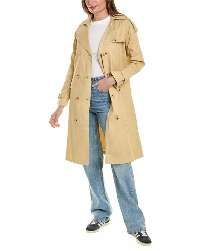 Rene Lion Long Trench Coat In Yellow