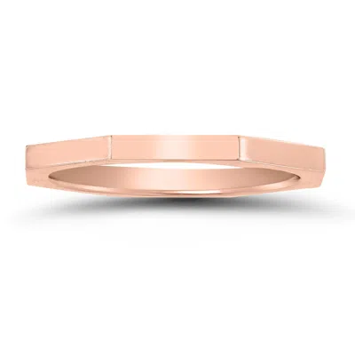 Sselects 1.5mm Thin Eight Sided Octagon Wedding Band In 14k Rose Gold
