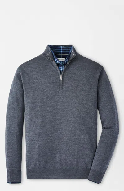 Peter Millar Autumn Crest Quarter Zip Sweater In Charcoal In Grey