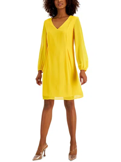 Inc Womens Chiffon Short Shift Dress In Yellow
