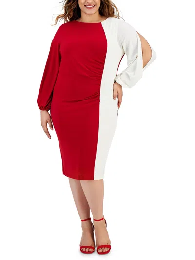 Kasper Plus Womens Office Knee-length Wear To Work Dress In Red