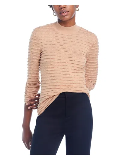 Frame Womens Silk Blend Smocked Mock Turtleneck Sweater In Beige