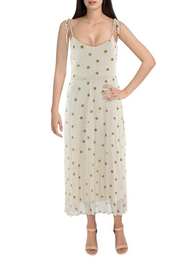 Avantlook Womens Polka Dot Long Maxi Dress In Beige